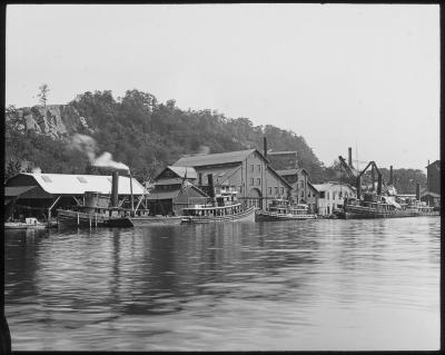 Tugs and Other Boats at Dock, Boat Repair Works, Rondout Creek