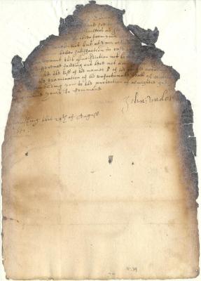Letter from Sheriff Underhill of Flushing to Director Stuyvesant