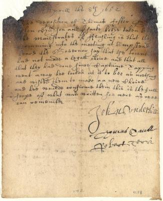 Deposition of Thomas Foster concerning actions at Flushing