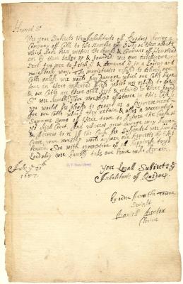 Letter from Daniel Denton to Petrus Stuyvesant