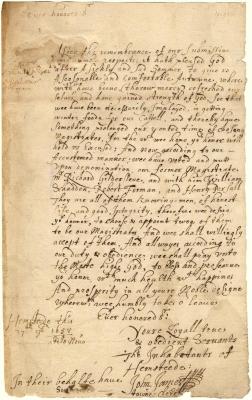 Letter from John James to Petrus Stuyvesant