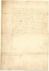Letter from Johannes de la Montagne to the Governor of Canada
