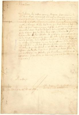 Letter from Johannes de la Montagne to the Governor of Canada