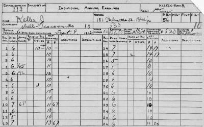 N.Y.S.F.I.C. Form 5: Individual Annual Earnings, Establishment 113, Keller, J.