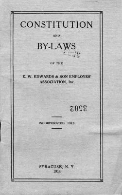 Constitution and By-laws of the E. W. Edwards & Son Employees' Association, Inc.