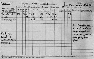 N.Y.S.F.I.C. Form 4: Hours of Work, Establishment 6600