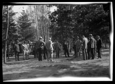 Inspecting Fish Creek Pond campsite, Banker's reforestation tour