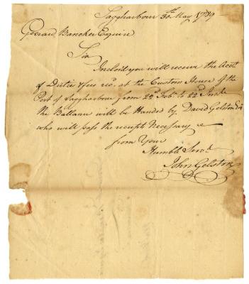 Letter from John Gelston to Gerrard Bancker Esquire, 1789