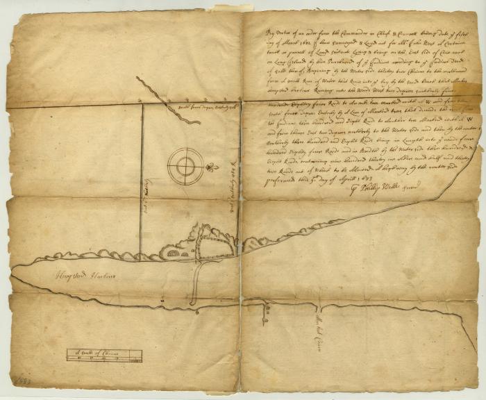 Survey of land near Hempstead Harbor, Long Island, 1683