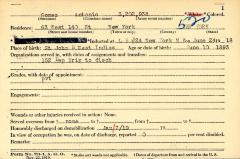 World War I military service abstract for Antonio Gomez