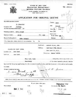 Application for original license for Il Miracolo