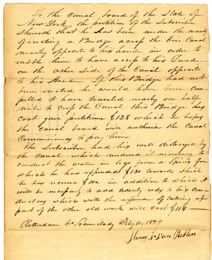 Letter from Henry Van Patten
