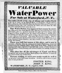 Valuable Water Power for Sale at Waterford, NY
