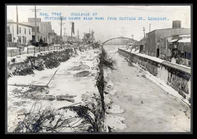 Erie Canal: locks 34 and 35 and prism at Lockport