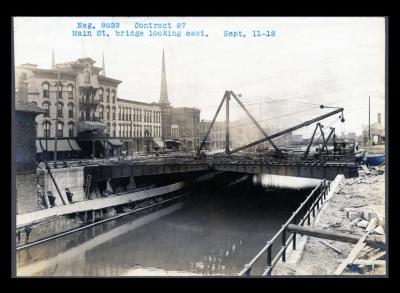 Erie Canal: locks 34 and 35 and prism at Lockport