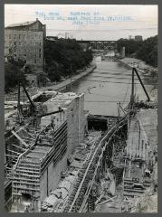 Erie Canal: locks 34 and 35 and prism at Lockport