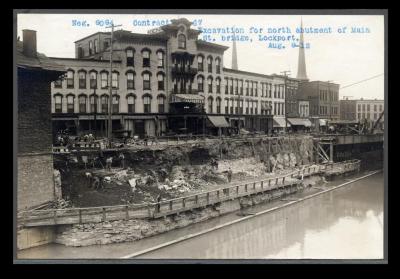 Erie Canal: locks 34 and 35 and prism at Lockport