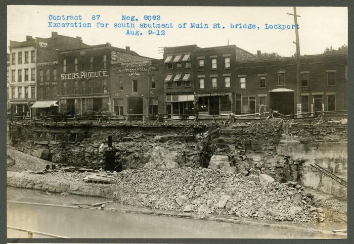 Erie Canal: locks 34 and 35 and prism at Lockport