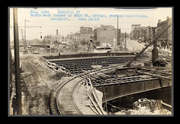 Erie Canal: locks 34 and 35 and prism at Lockport