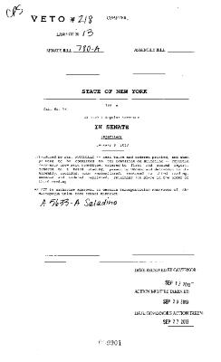 NYS Bill and Veto Jackets: 2013, Veto 218