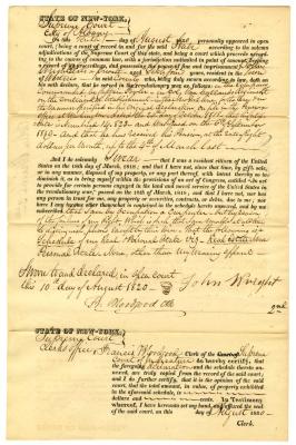 Affidavit of Revolutionary War service and property by John Wright