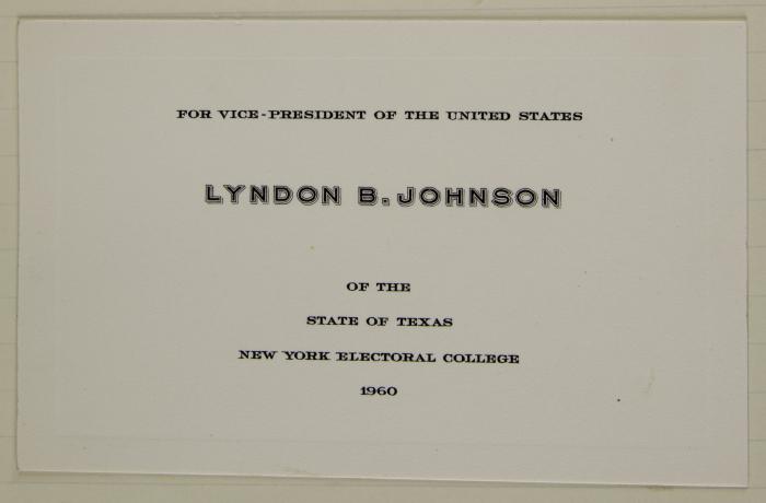 Electoral College ballot for Lyndon Johnson as Vice President