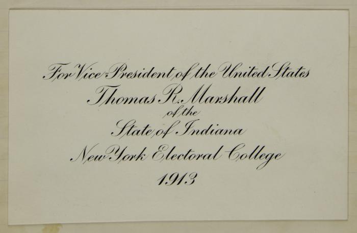 Electoral College ballot for Thomas Marshall as Vice President