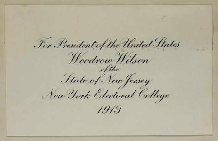 Electoral College ballot for Woodrow Wilson as President