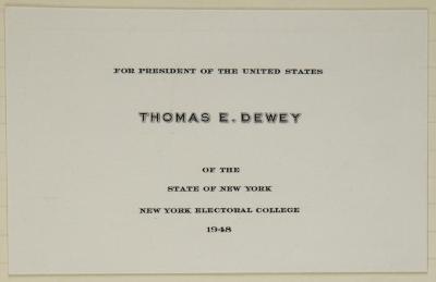 Electoral College ballot for Thomas E. Dewey as President