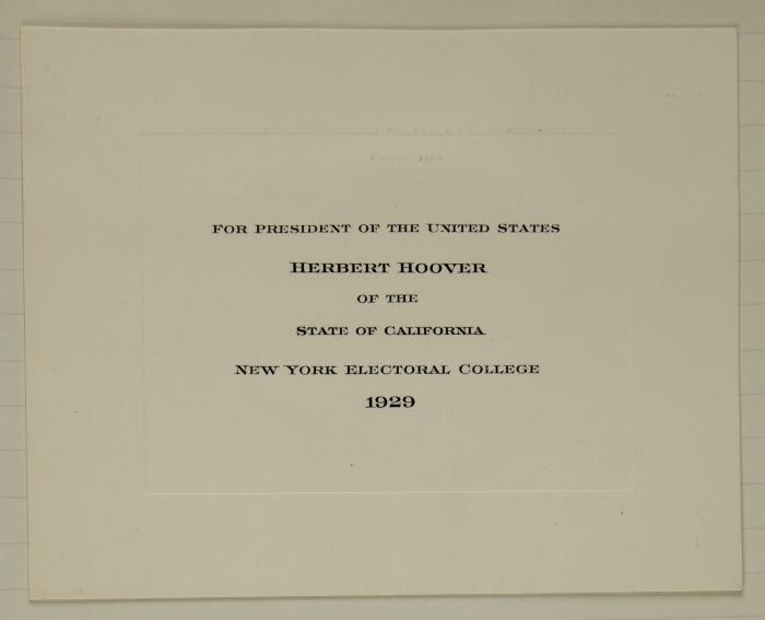 Electoral College ballot for Herbert Hoover as President