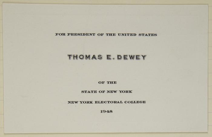 Electoral College ballot for Thomas E. Dewey as President