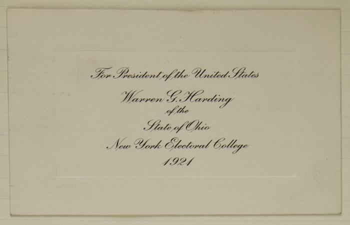 Electoral College ballot for Warren G. Harding as President