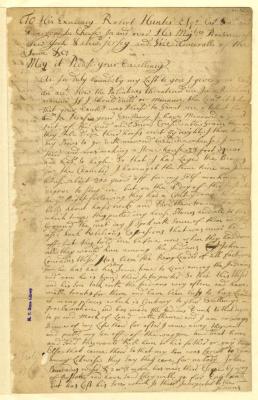 Letter from Adam Vrooman to Governor Hunter