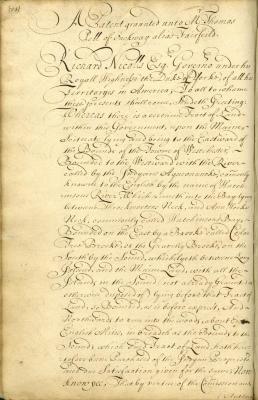 Land patent granted to Thomas Bell of Onckway alias Fairfield
