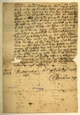 Letter from Gerardus Beekman 