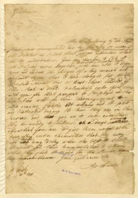 Letter from Governor Hunter to Jean Cast