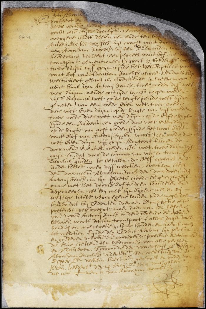 Deed of Abraham Jacobsen van Steenwyck to Anthony Jansen van Fees for part of his lot on Manhattan Island