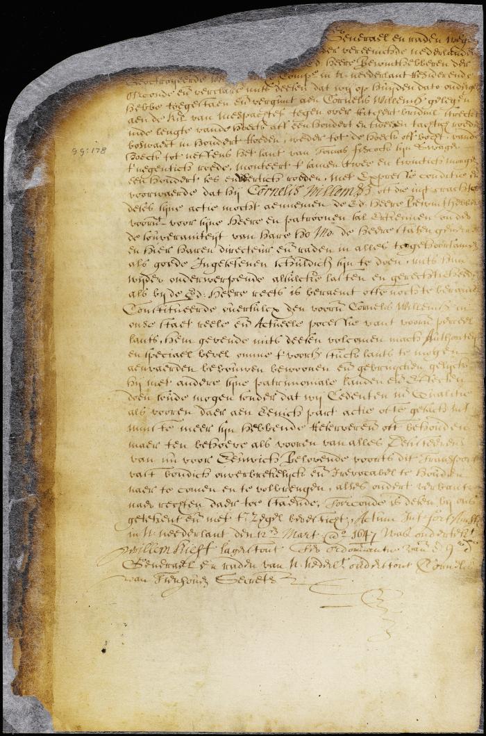 Patent of Cornelis Willemsz for a lot on Long Island