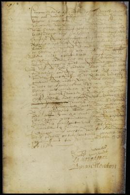 Deed of Cornelis Diercksen Hooglant to Cornelis de Potter for land and buildings