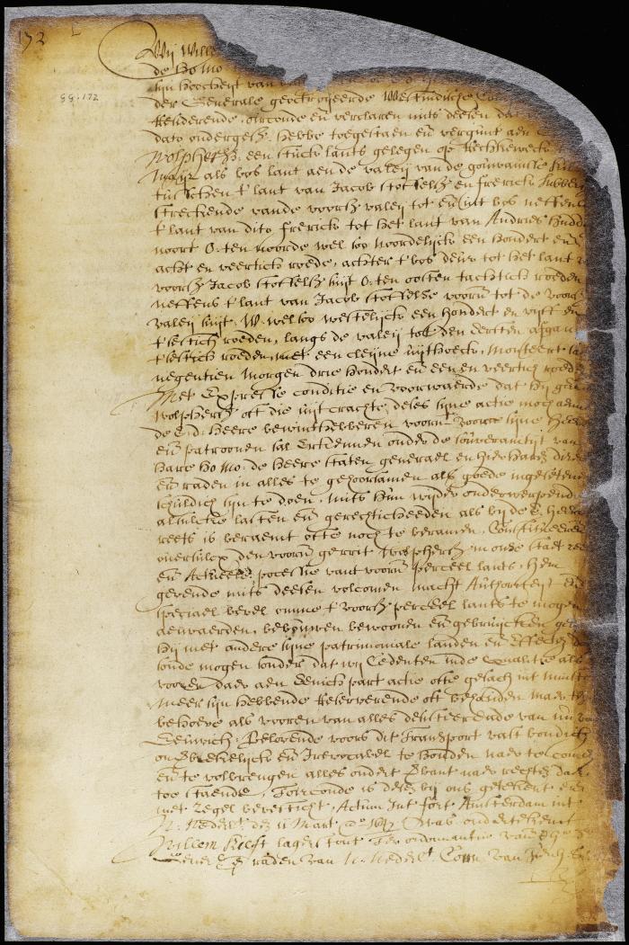 Patent of Gerrit Wolphertsen van Couwenhoven for land on Long Island