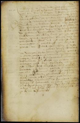 Deed of William Goulder, attorney of Robert Pennoyer, to Arent van Hattem, for a piece of land in Gravesend, Long Island