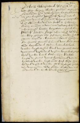 Patent of Philip Jansen Ringo for a lot below Fort Casimir