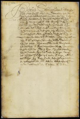 Patent of Adriaen van Laer for a lot in New Amsterdam
