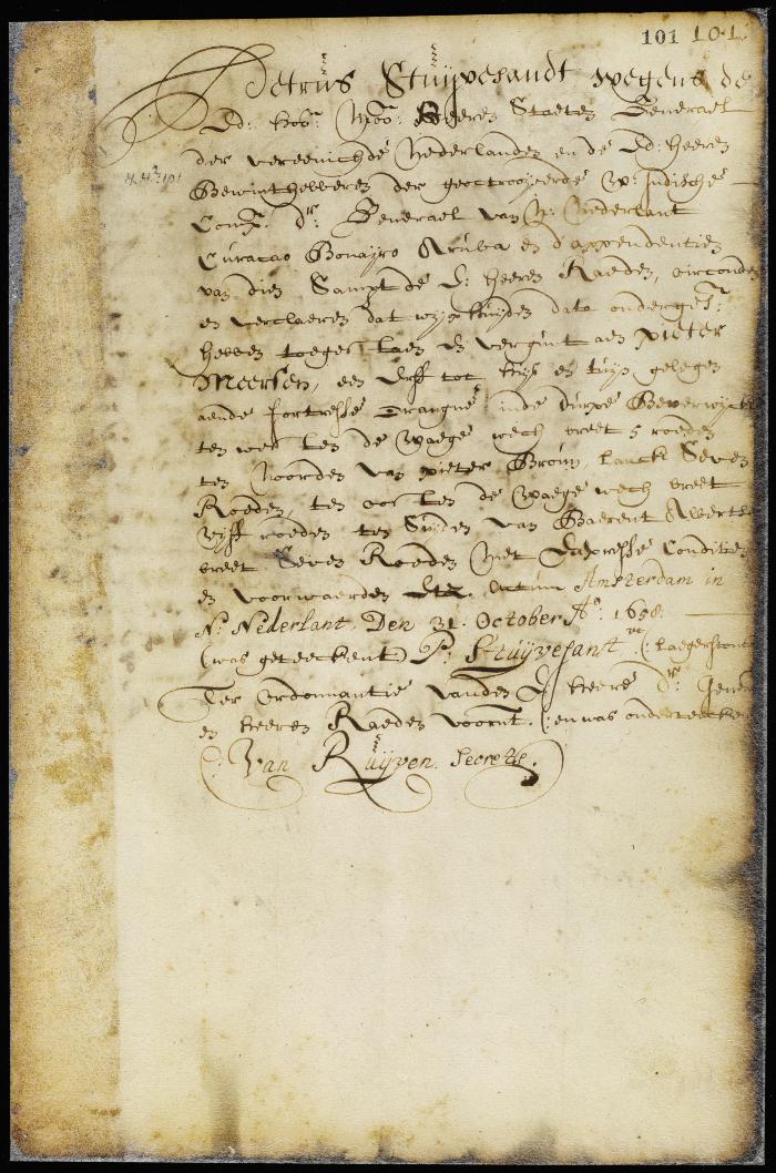Patent of  Peter Meersen for a lot at Fort Orange (Albany)