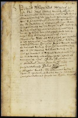 Patent of Nicasius de Sille for a lot in New Amsterdam