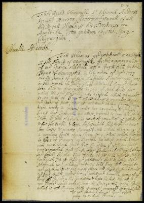 Petition of Thomas Spry claiming a colt seized and sold by capt. Billopp