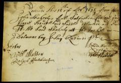 Receipt of Richard Higinbottom to John Shakerly