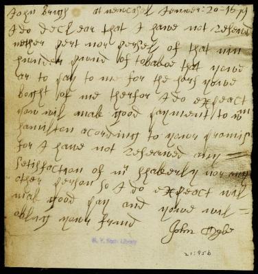 Letter from John Ogle to John Brigs