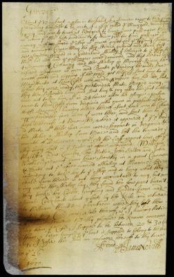 Letter from James Nevill to gov. Andros