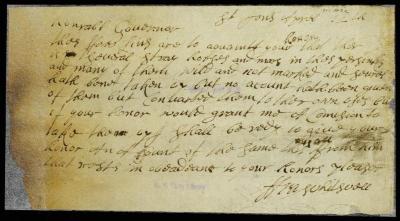 Letter from Francis Whitwell to gov. Andros